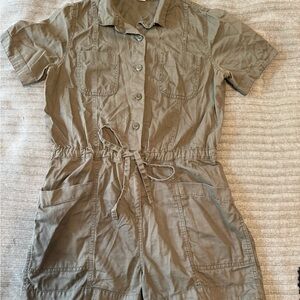 Old Navy Khaki Button-Up Jumpsuit